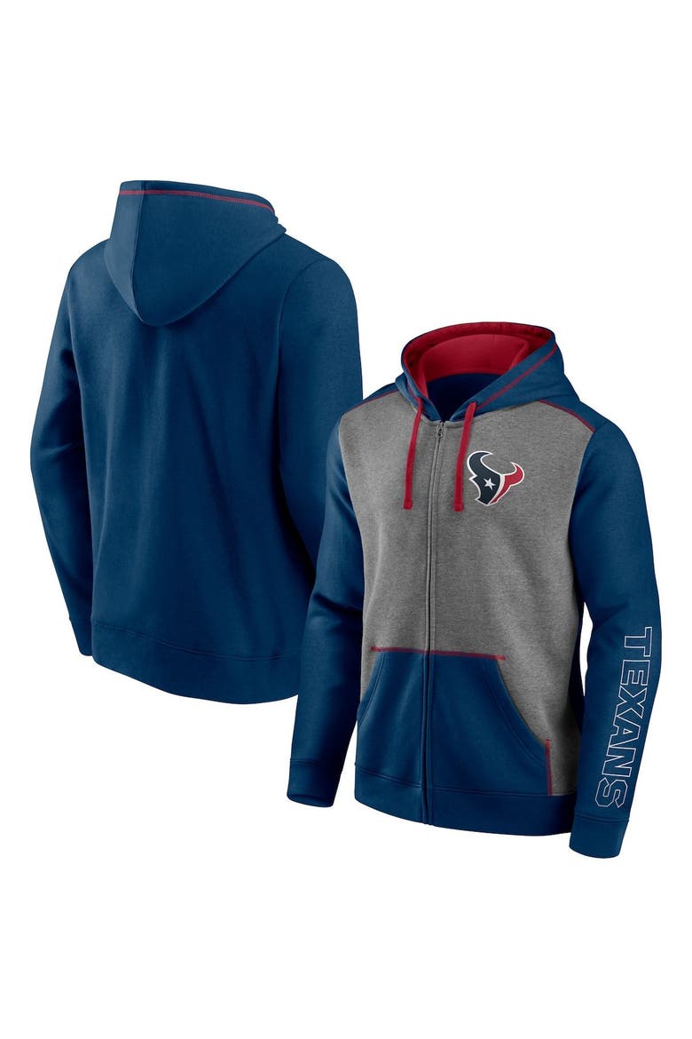 Men's Fanatics Branded Heathered Charcoal/Navy Houston Texans Expansion Full-Zip Hoodie, Main, color, Heather Charcoal