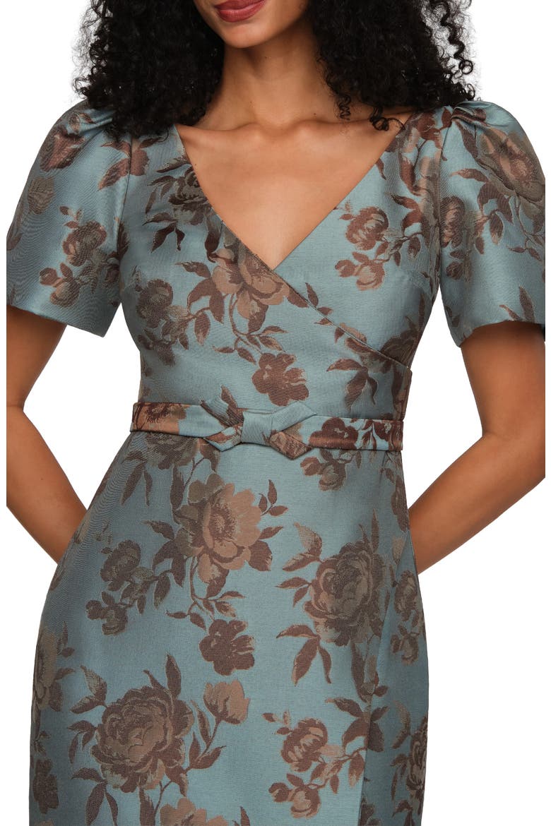 Esmerelda Floral Jacquard Column Gown, Alternate, color, DARK PECAN MULTI