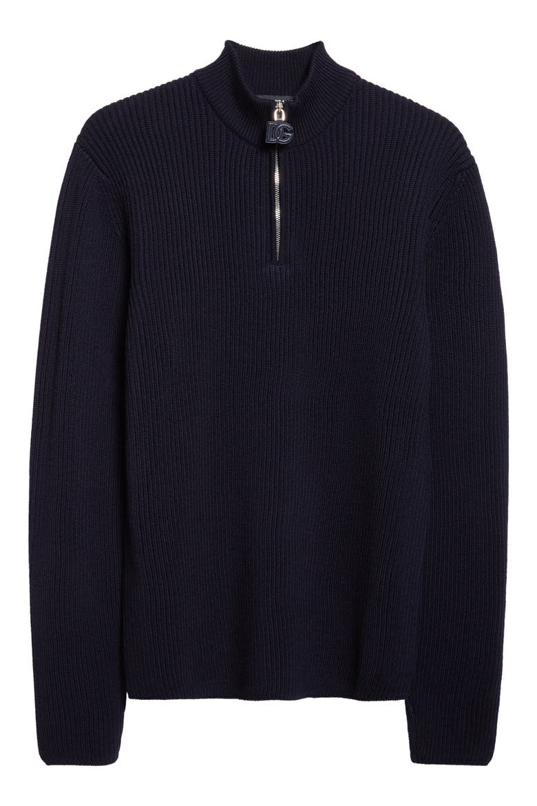 Virgin Wool Quarter Zip Sweater, Alternate, color, B6712 BLU