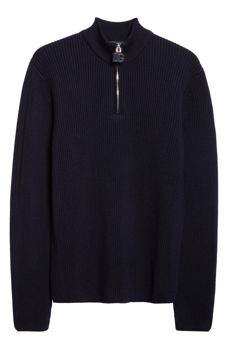 Dolce&Gabbana Virgin Wool Quarter Zip Sweater, Alternate, color, B6712 Blu