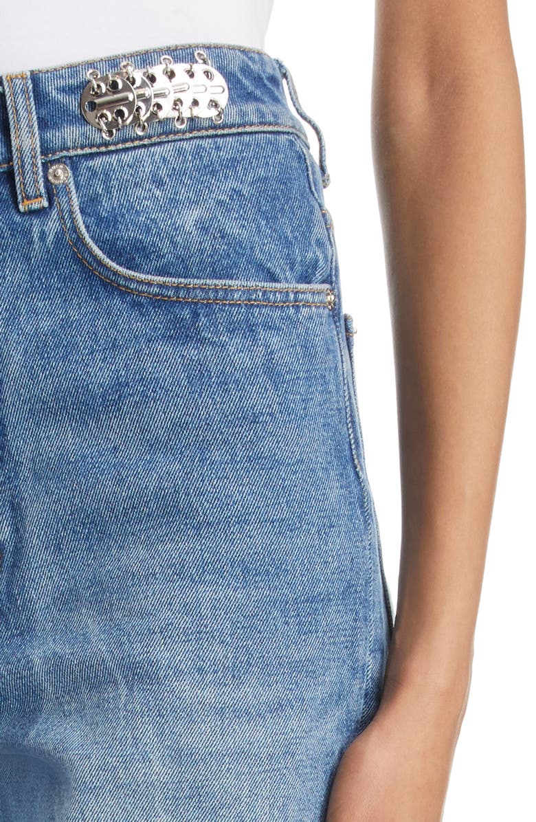 Rabanne Paillette Detail Straight Leg Nonstretch Jeans, Alternate, color,
