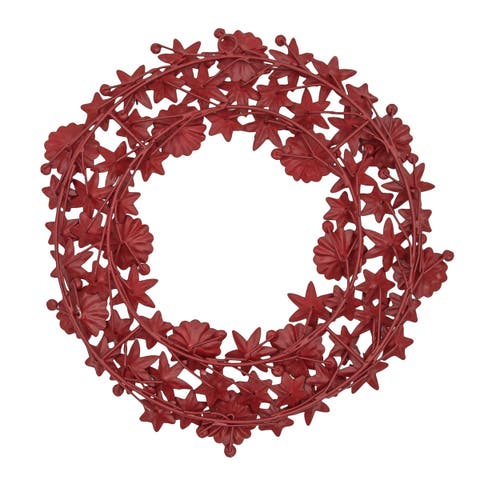Lucy Red Metal Floral Wreath Wall Art
