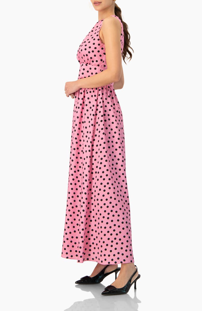 IVONNE Long Open-Leg Polka Dot Halter Neck Dress, Alternate, color, Pink
