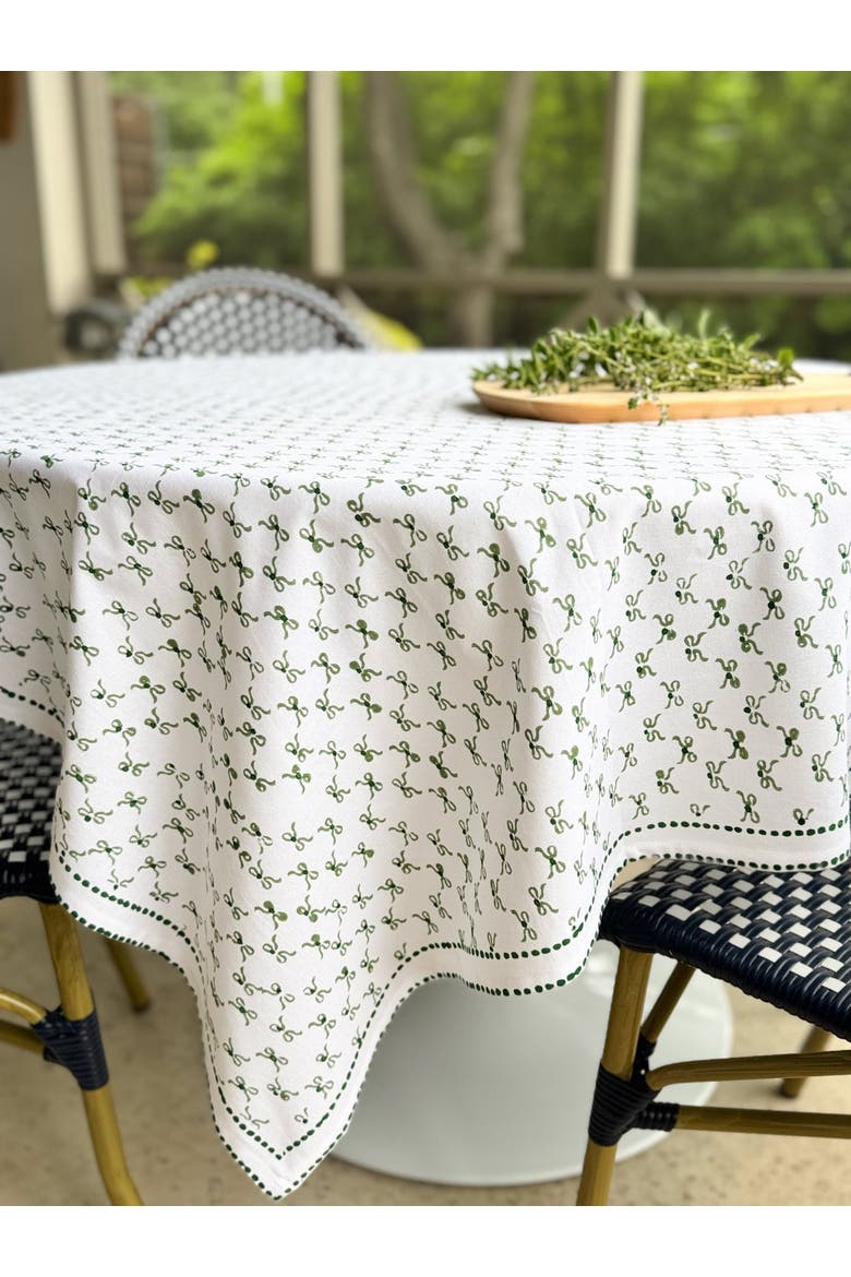 Bow Table Throw, Alternate, color, Sage & Evergreen