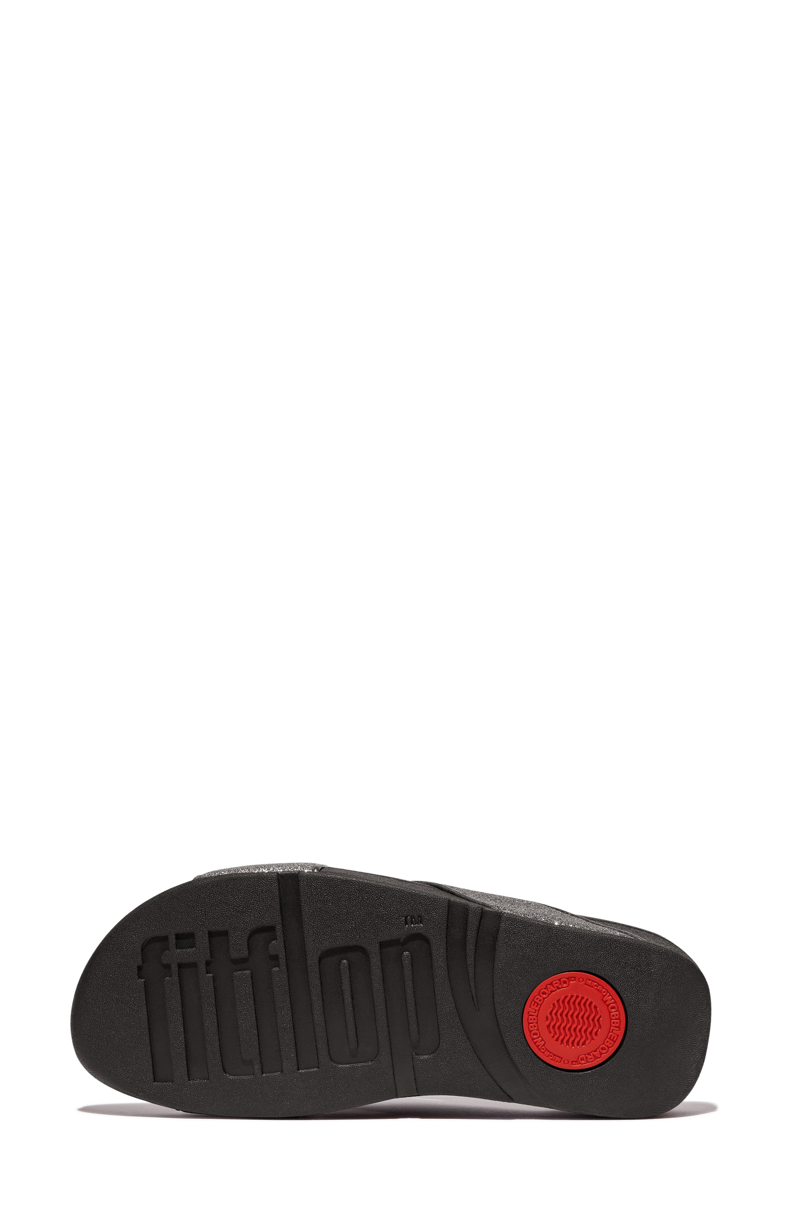 FitFlop Lulu Glitterdust Platform Wedge Slide Sandal, Alternate, color, Pewter