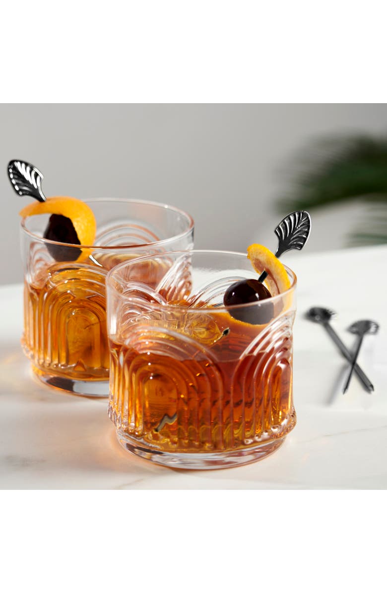 Viski Art Deco Cocktail Picks Set of 4, Alternate, color, Black