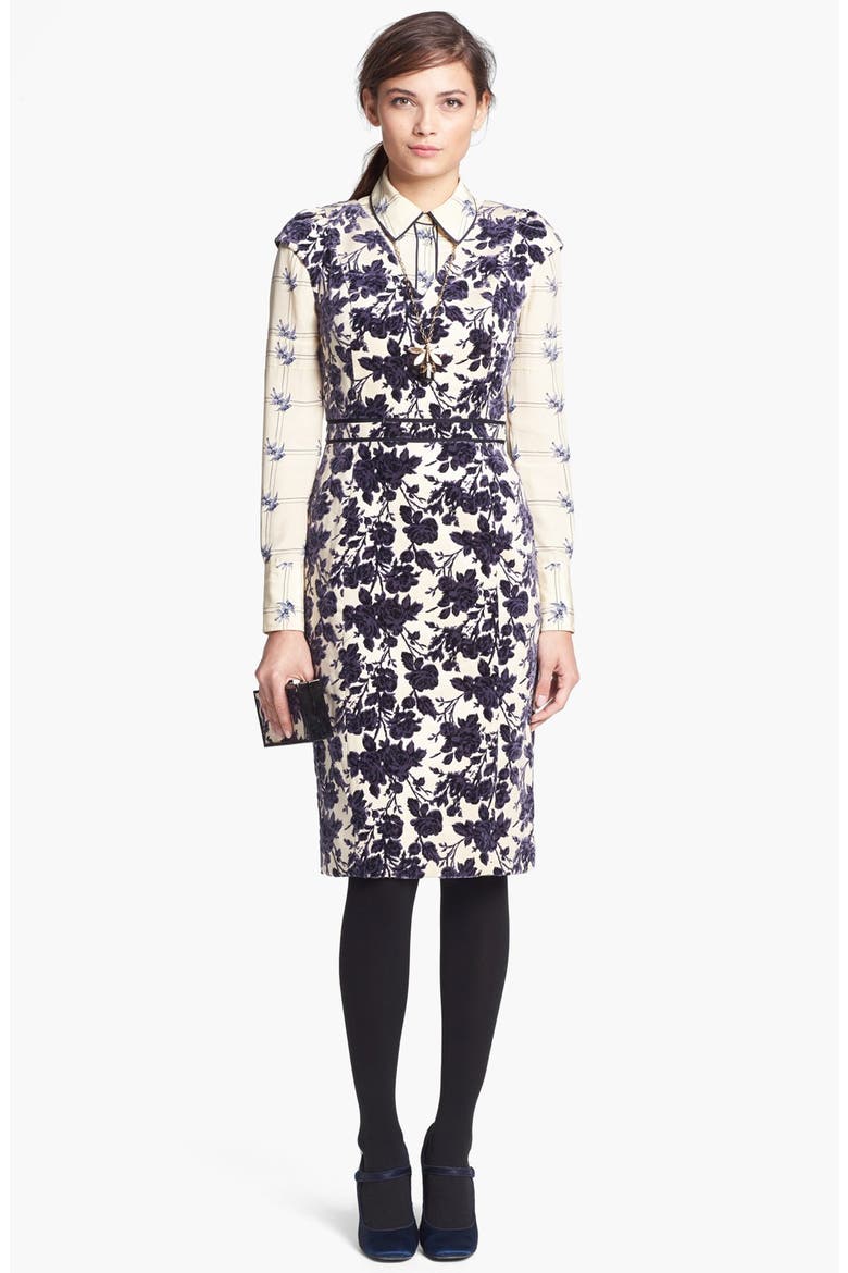 'Dayton' Stretch Cotton Sheath Dress, Main, color, PURPLE COMBO