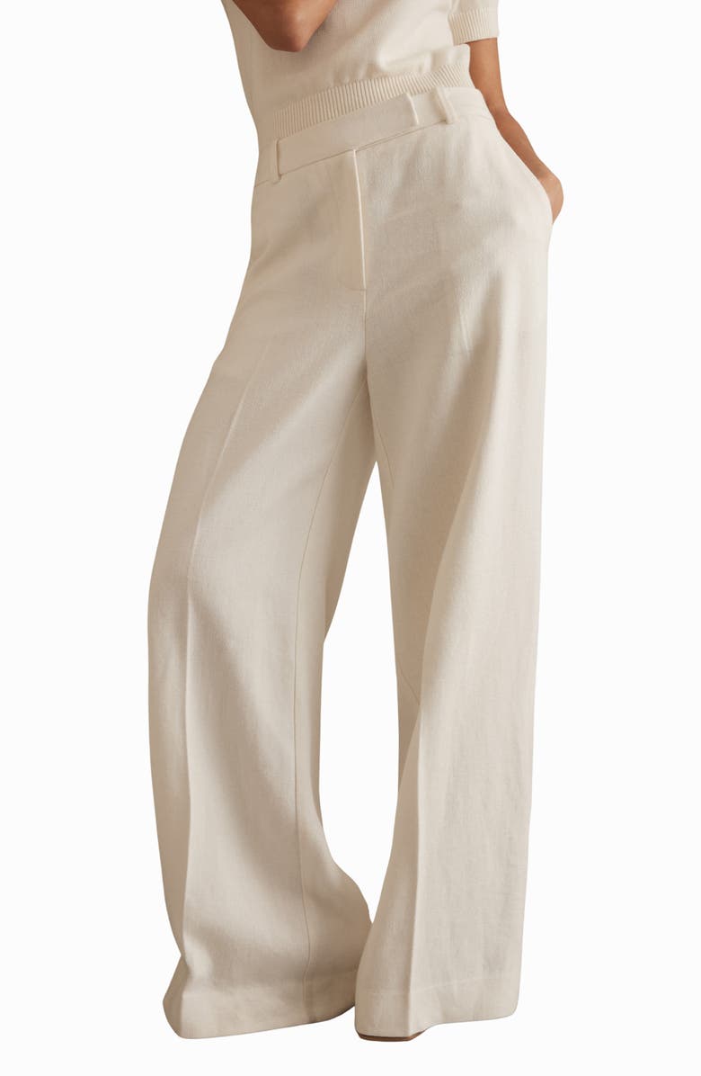 Reiss Devon High Waist Wide Leg Pants, Main, color, Off White