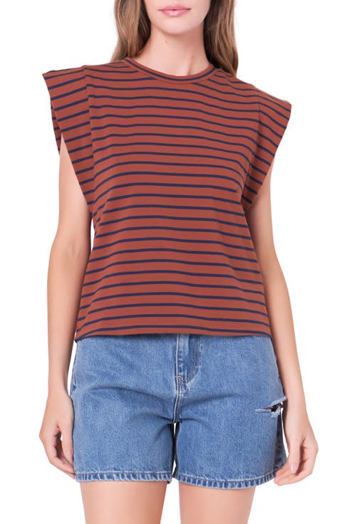 Stripe Extended Shoulder T-Shirt
