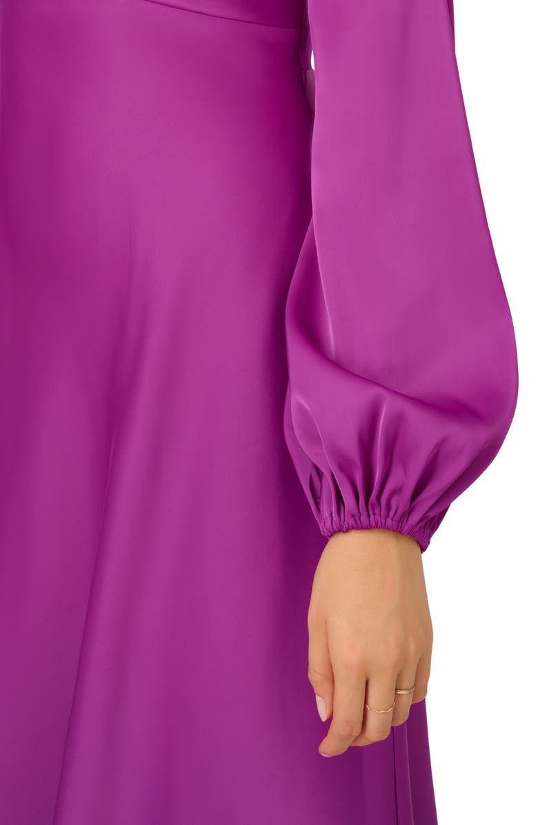 LIV FOSTER Long Sleeve Stretch Satin Midi A-Line Dress, Alternate, color, 