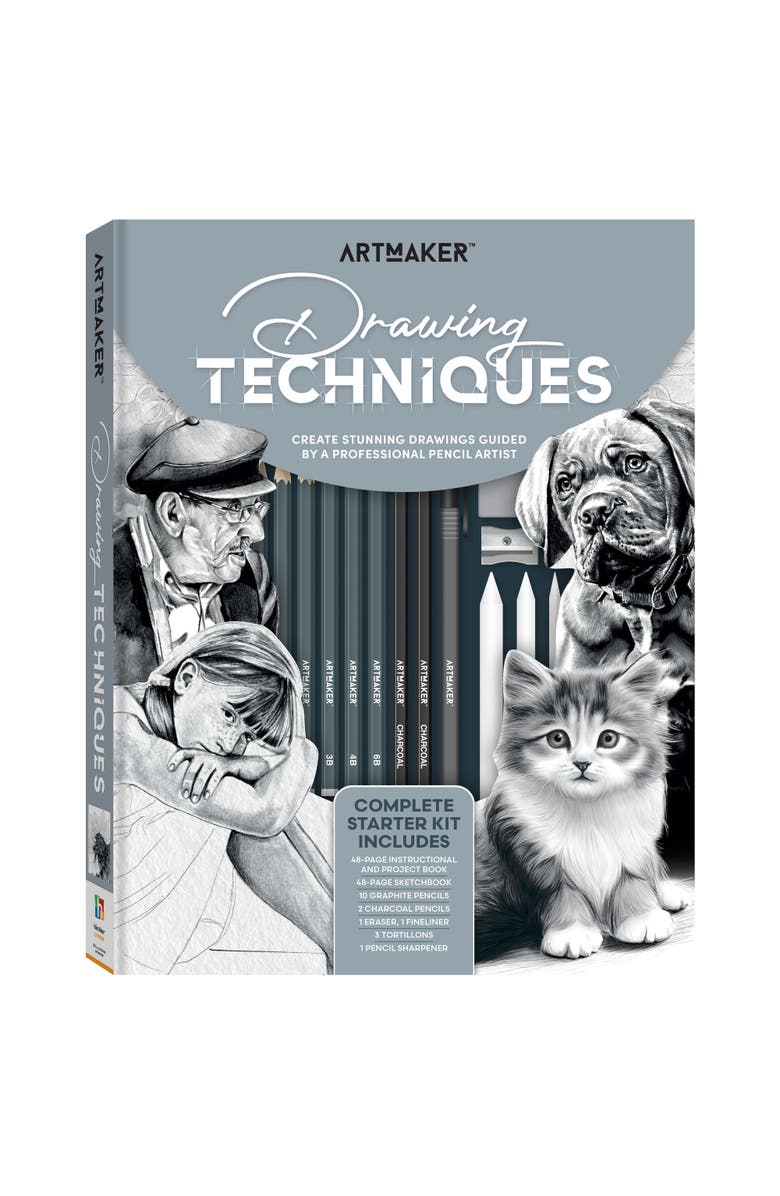 Art Maker Drawing Techniques, Complete Studio Starter Kit, Instruction Book, Main, color, Multicolored