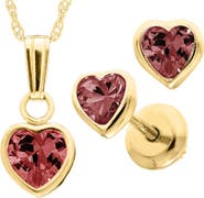 Mignonette 14k Gold Birthstone Necklace & Stud Earrings