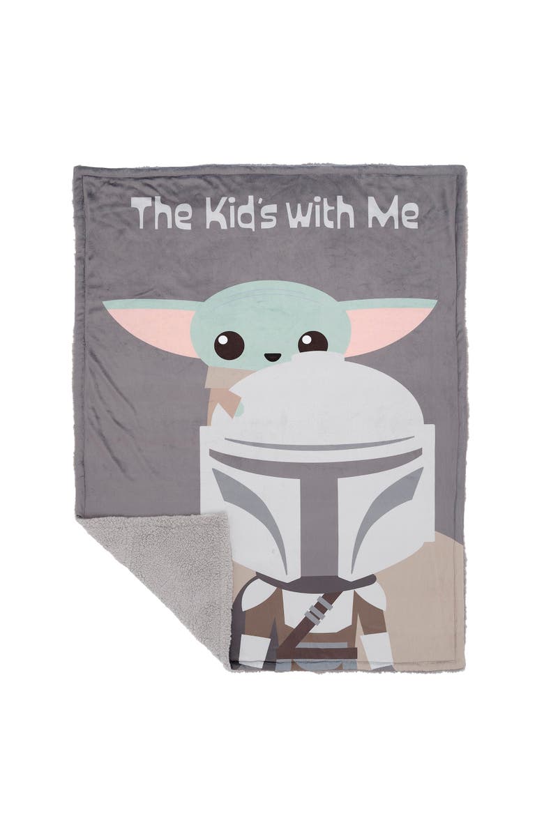 Lambs & Ivy Star Wars The Kids with Me Grogu/The Child/Baby Yoda Baby Blanket, Alternate, color, Grey