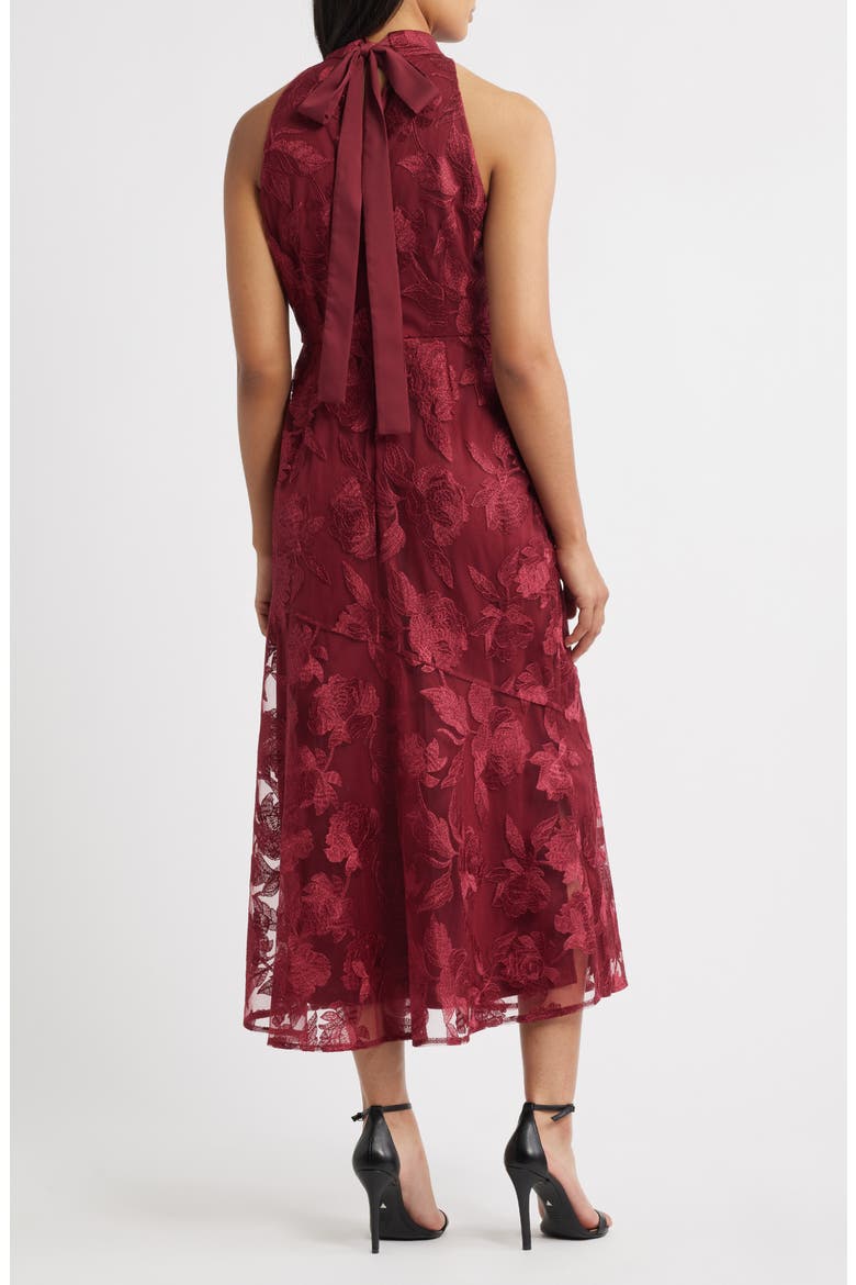 Embroidered Fit & Flare Cocktail Dress, Alternate, color, BORDEAUX