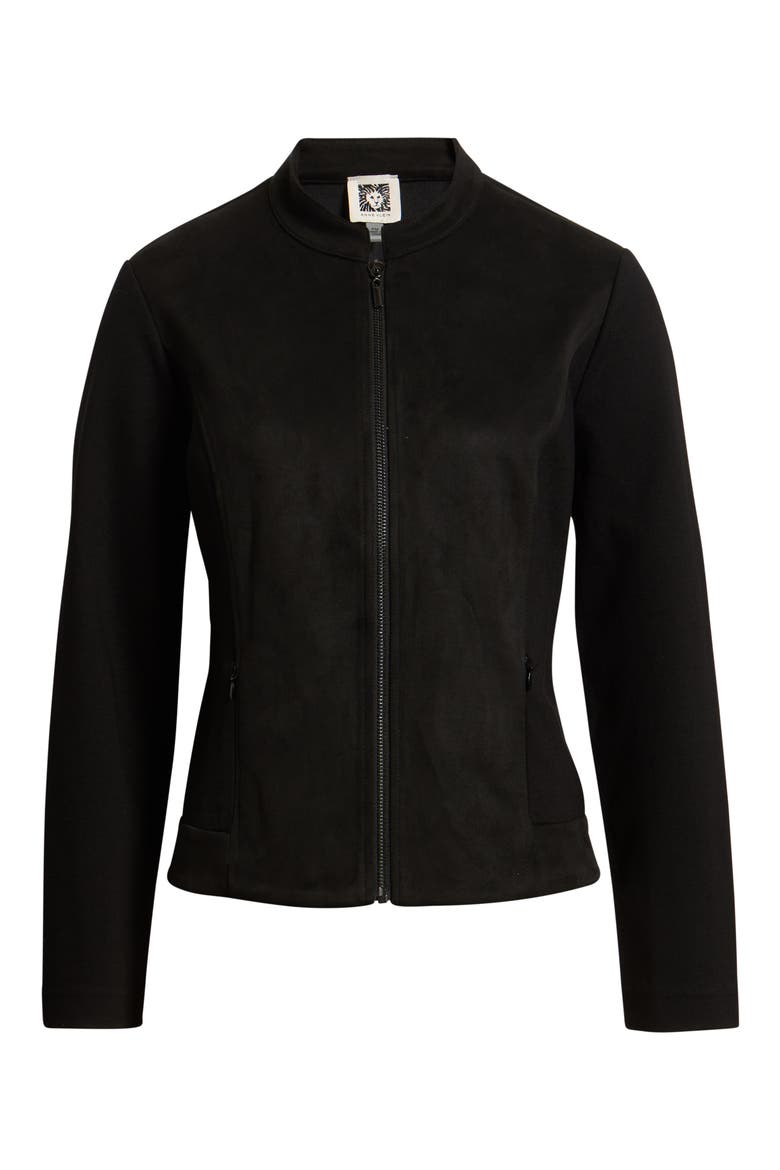 Faux Suede Moto Jacket, Alternate, color, ANNE BLACK