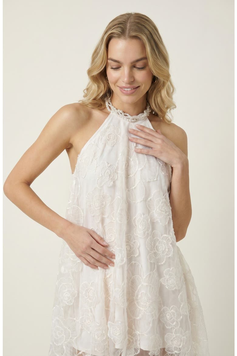Embroidered Floral Halter Top, Alternate, color, Ivory