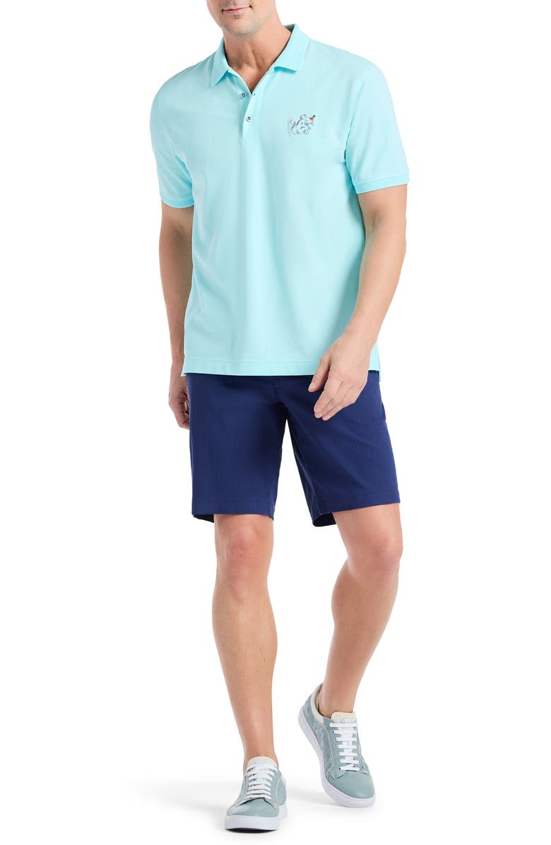 Robert Graham Monkey Business Embroidered Cotton Piqué Polo, Alternate, color, Mint