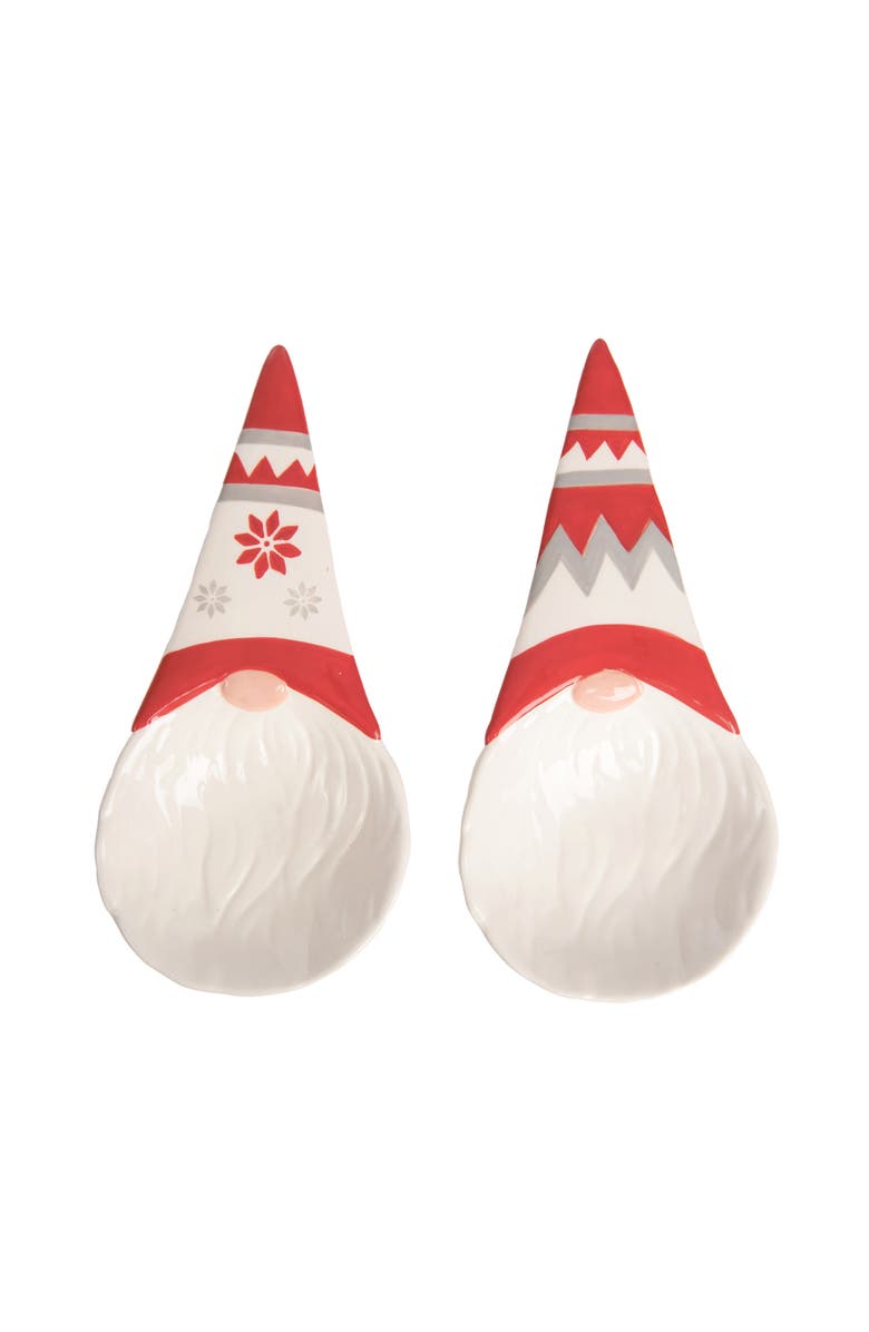 Transpac Ceramic Christmas Gnome Spoon Resin Set of 2 Home Decorations, Main, color, White
