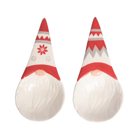 Ceramic Christmas Gnome Spoon Resin Set of 2 Home Decorations