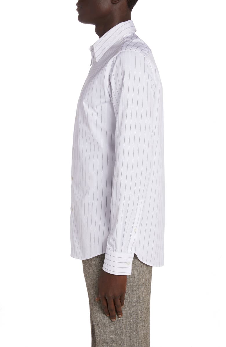 Bottega Veneta Pinstripe Cotton Poplin Button-Up Shirt, Alternate, color,