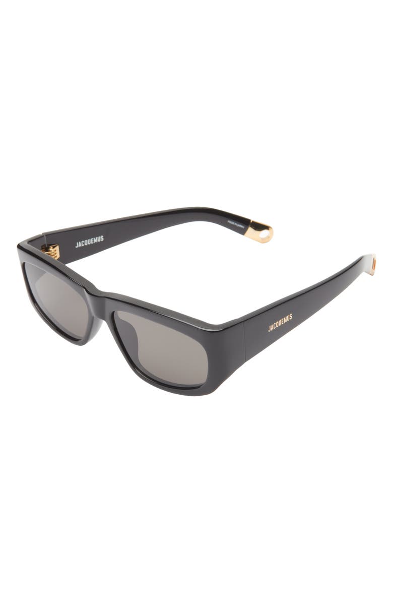 Jacquemus Les Lunettes 57mm Pilot Sunglasses, Alternate, color, Black/ Yellow Gold/ Grey