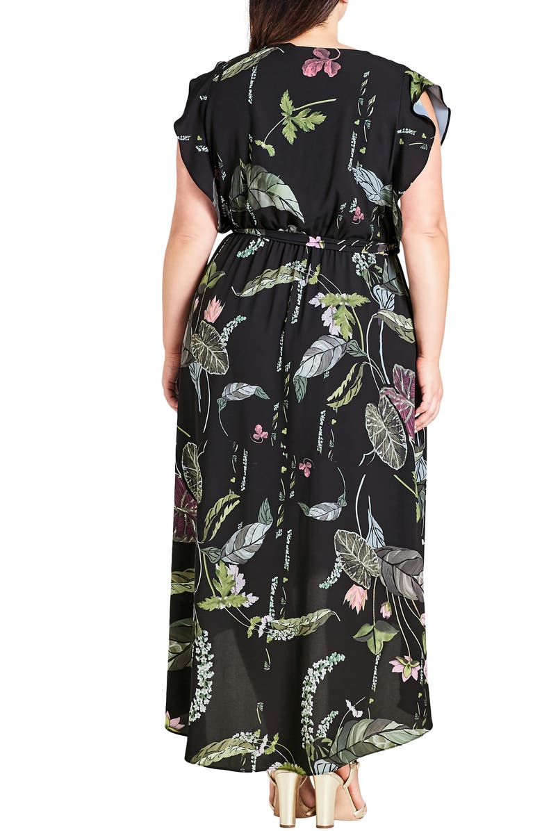 City Chic Lily Pad Faux Wrap Maxi Dress, Alternate, color,