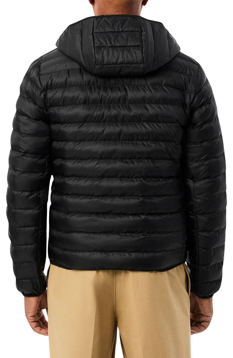 Lacoste Hooded Puffer Jacket, Alternate, color, Black