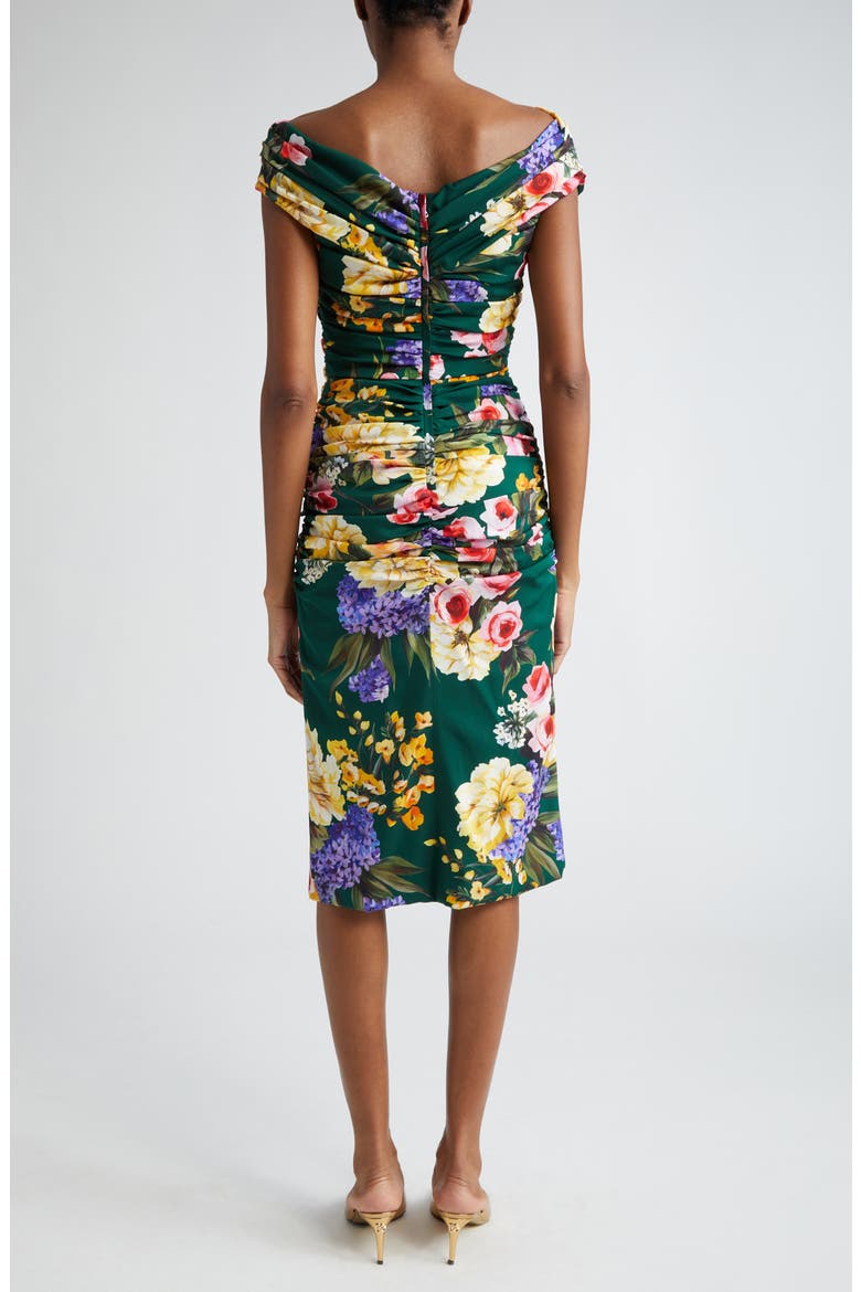 Garden Floral Print Charmeuse Sheath Dress, Alternate, color, BLACK PURPLE