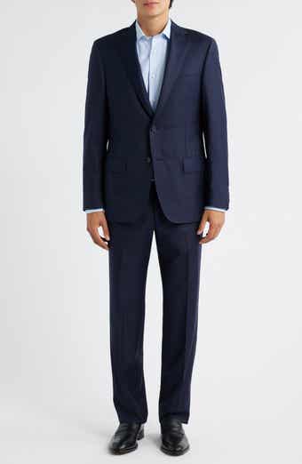 Heritage Gold Regular Fit Milano Navy Windowpane Check Super 130s Wool Suit