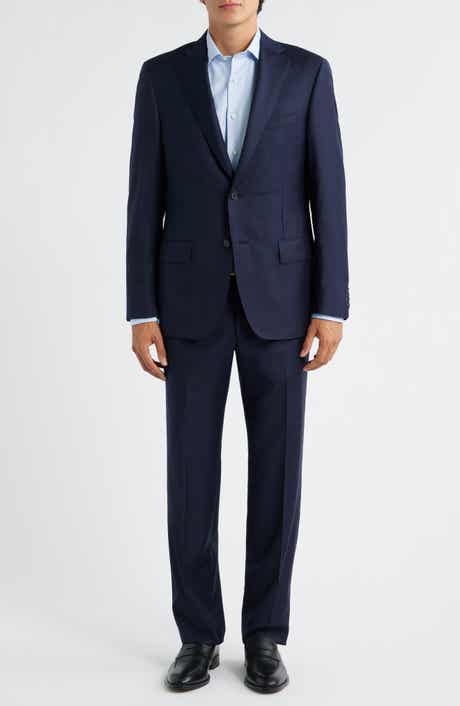 Heritage Gold Regular Fit Milano Navy Windowpane Check Super 130s Wool Suit