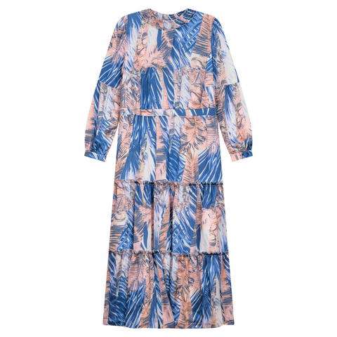 Floral Tiered Smocked Neck Midi Dress