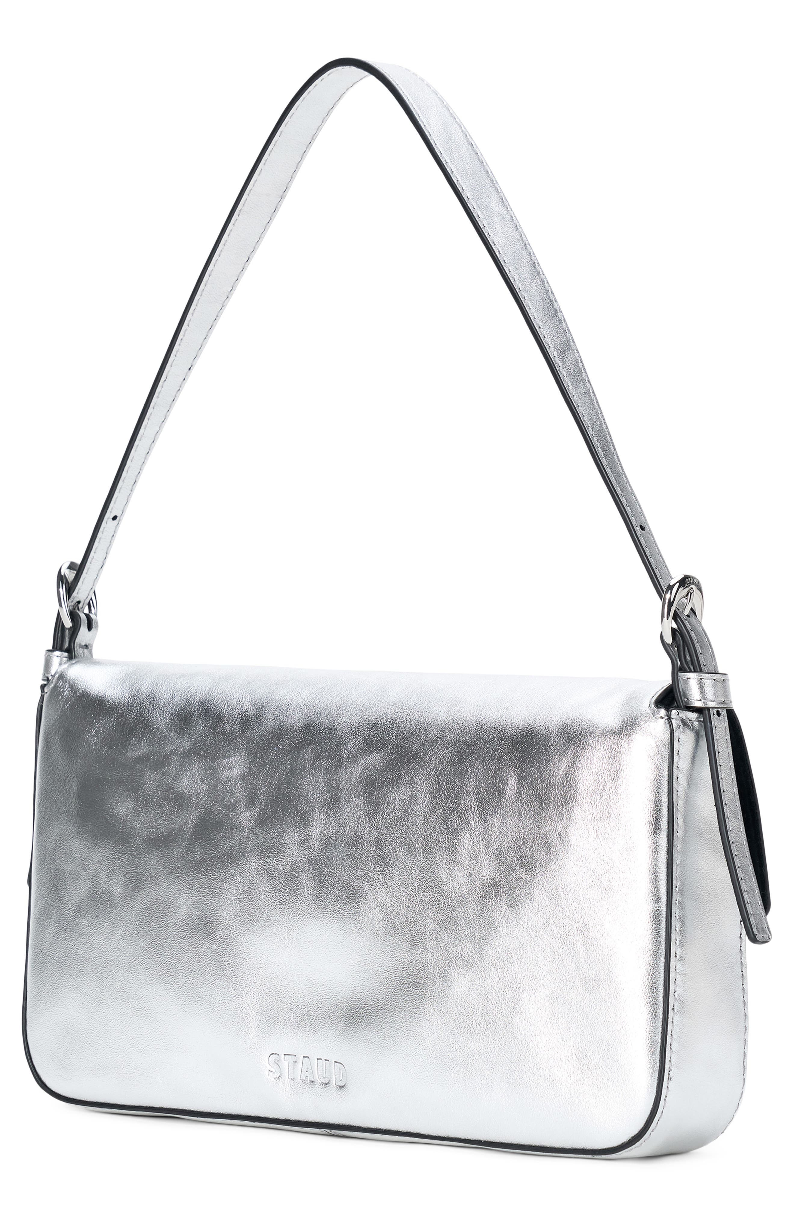 Harlow Leather Shoulder Bag, Alternate, color, SILVER