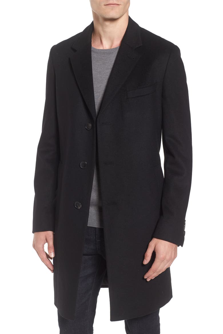 Nye Wool & Cashmere Topcoat, Main, color, BLACK