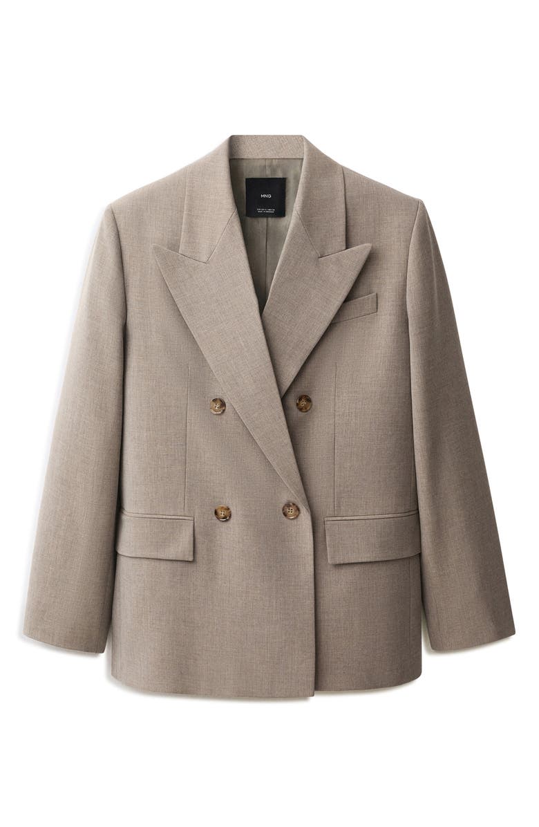 MANGO Double Breasted Suit Jacket, Alternate, color, Medium Brown