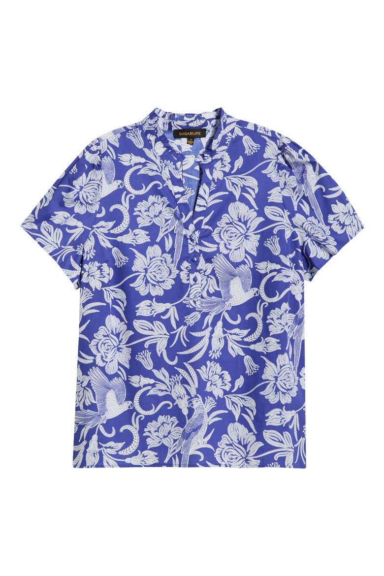 Mixed Print Cotton Top, Alternate, color, NAVY-WHITE