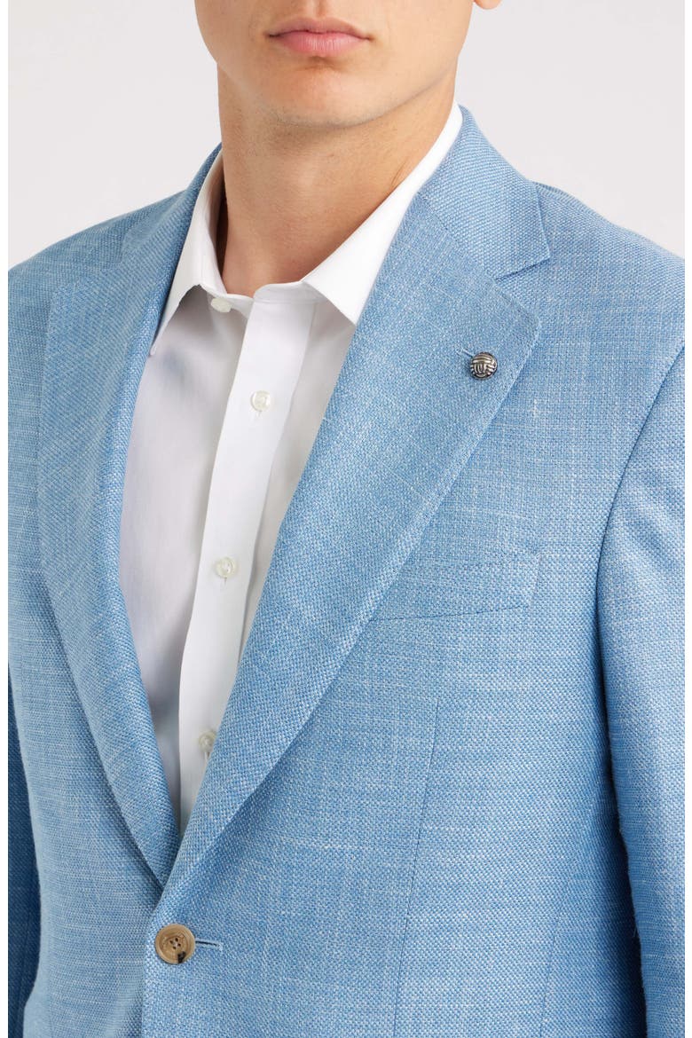 250th Capsule Myles Unconstructed Light Blue Slub Wool & Silk Blend Sport Coat, Alternate, color, LIGHT BLUE