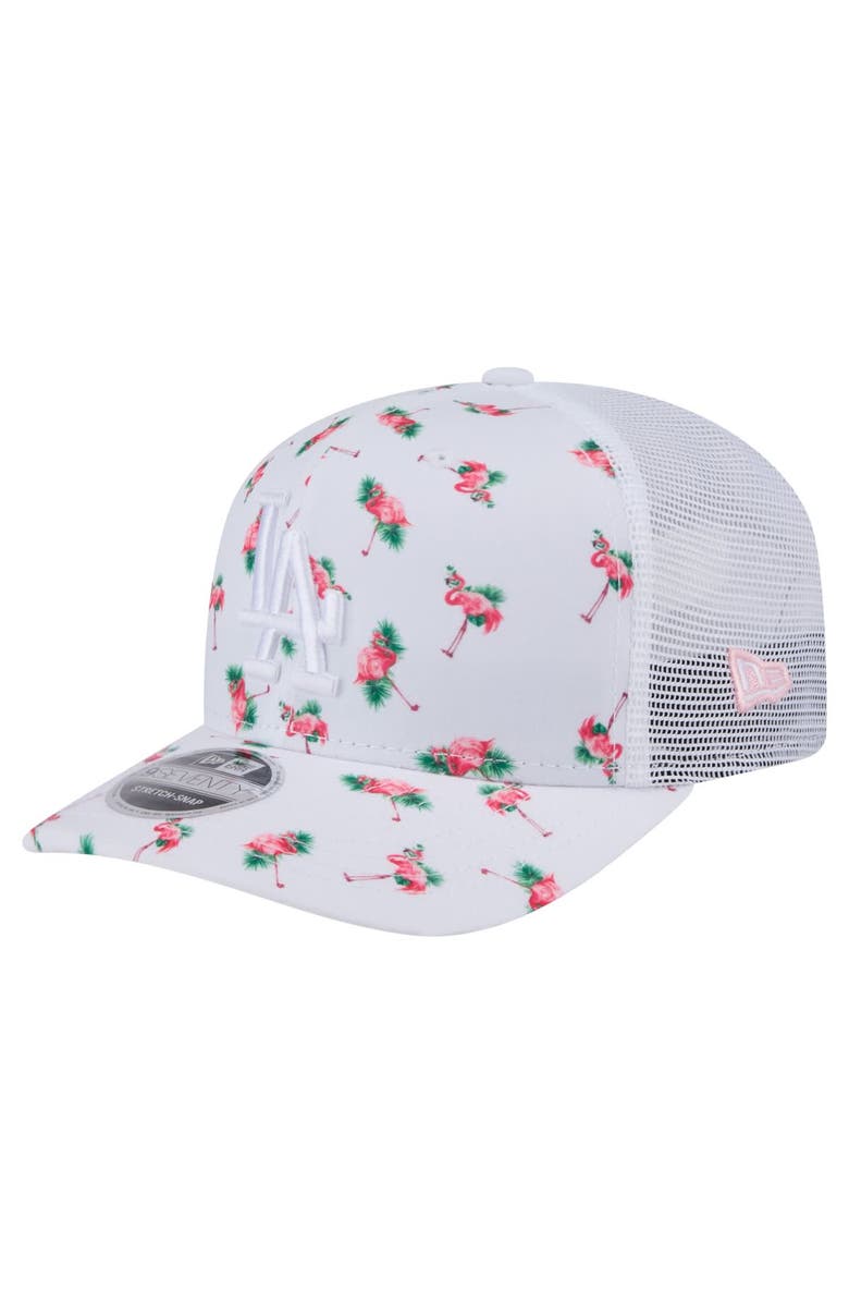 New Era Men's New Era White Los Angeles Dodgers Flamingo Mesh Back 9SEVENTY Stretch-Snap Hat, Main, color, White