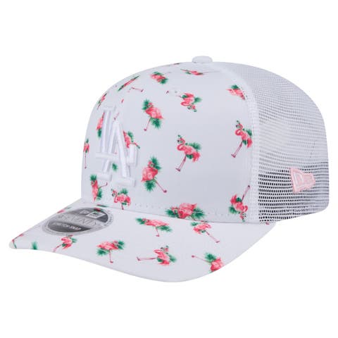 Men's New Era  White Los Angeles Dodgers Flamingo Mesh Back 9SEVENTY Stretch-Snap Hat