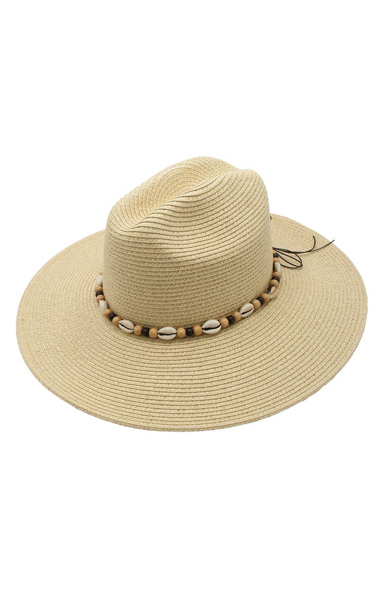 PETER GRIMM Figi Shell Straw Panama Hat, Main, color, Natural