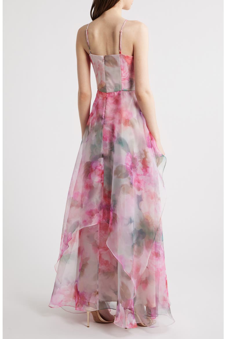 Floral Print Strap Ballgown, Alternate, color, ROSE