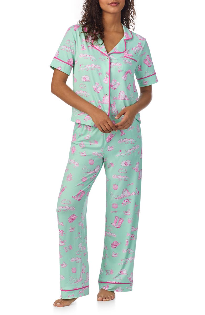 Room Service Pjs Print Pajamas, Main, color, Mint Print