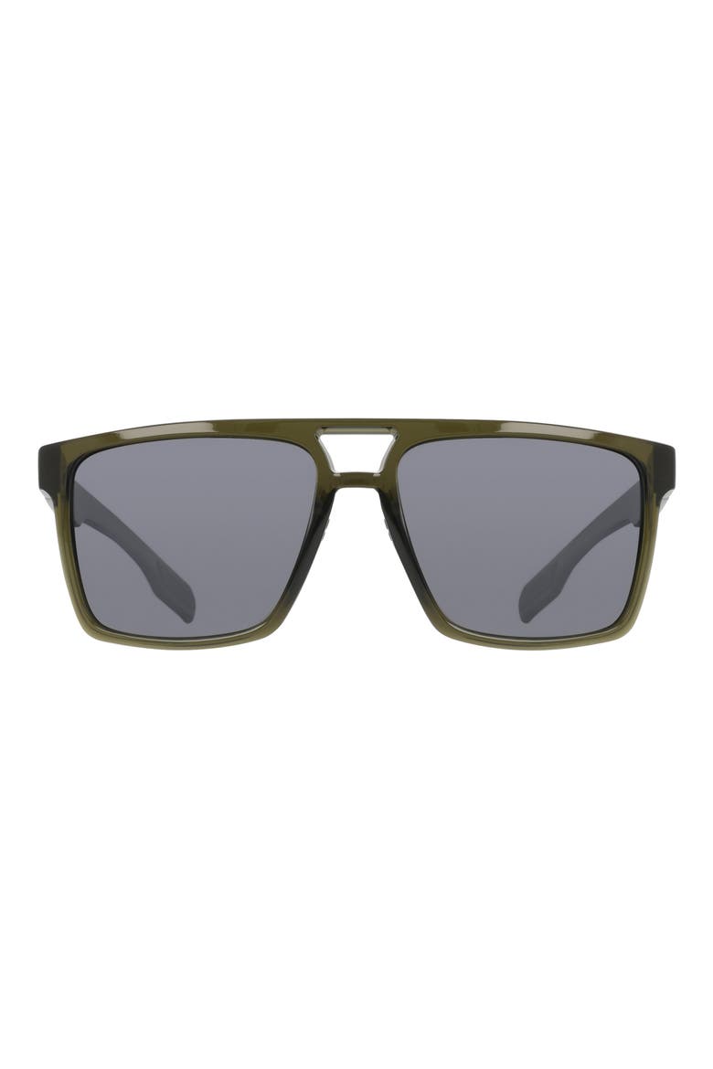 57mm Navigator Sunglasses, Main, color, OLIVE GREEN/ SILVER FLASH