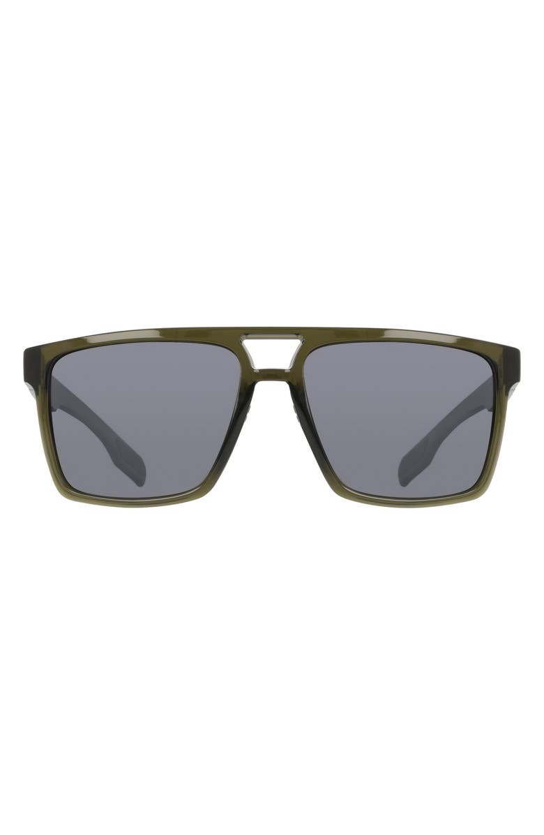 DRAGON 57mm Navigator Sunglasses, Main, color, Olive Green/ Silver Flash