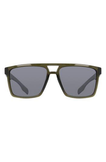 Dragon 57mm Navigator Sunglasses In Olive Green/silver Flash