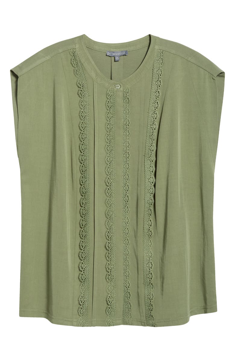 Wit & Wisdom Lace Trim Mix Media Top, Main, color, 