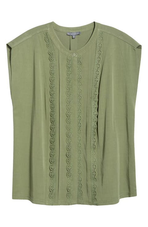 Lace Trim Mix Media Top (Plus)