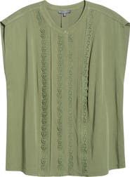 Wit & Wisdom Lace Trim Mix Media Top