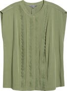 Wit & Wisdom Lace Trim Mix Media Top