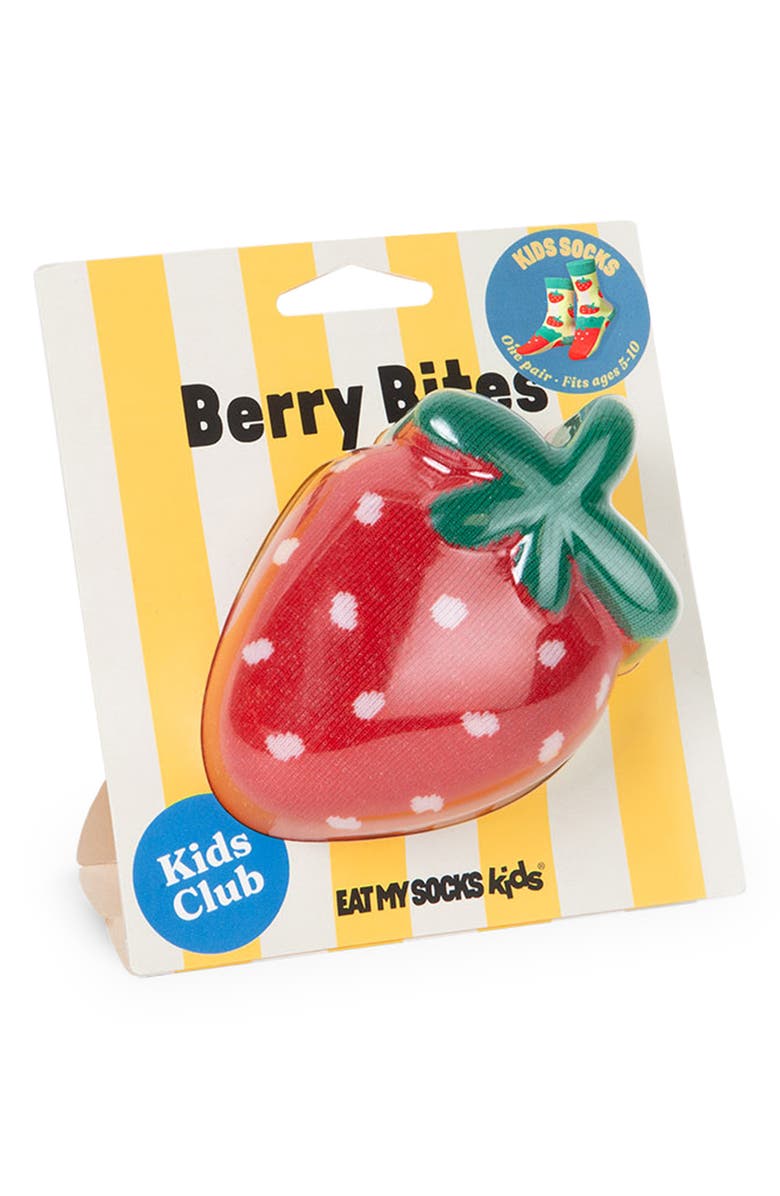 doiy Kids' Berry Bites 3D Crew Socks, Alternate, color, Berry