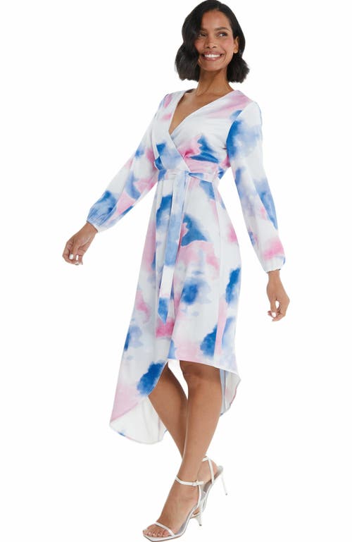 Quiz Satin Asymmetric Wrap Dress In Multi